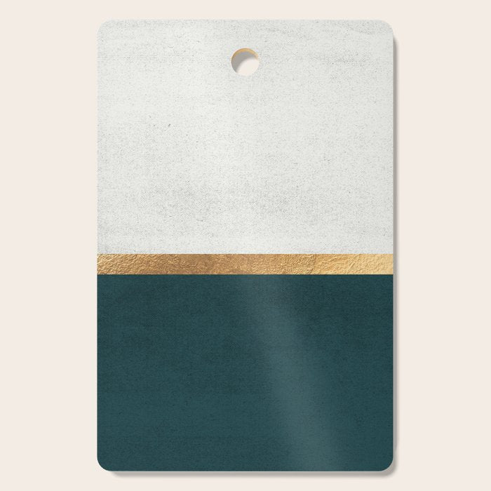 Deep Green, Gold And White Color Block Cutting Board