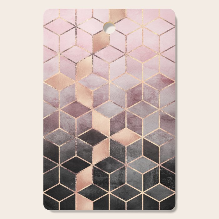 Pink And Grey Gradient Cubes Cutting Board