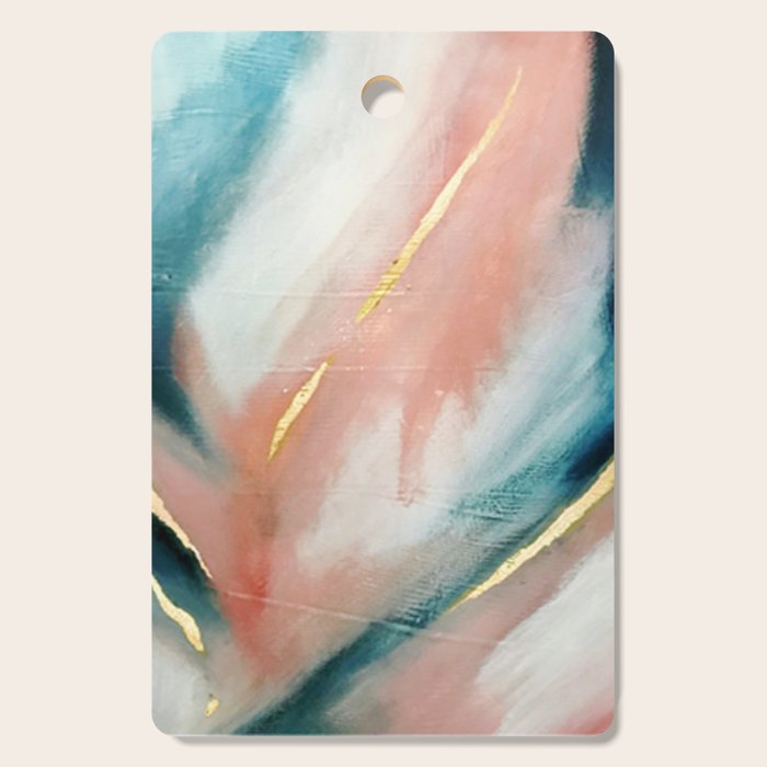Celestial [3]: A Minimal Abstract Mixed-Media Piece In Pink, Blue, And Gold By Alyssa Hamilton Art Cutting Board