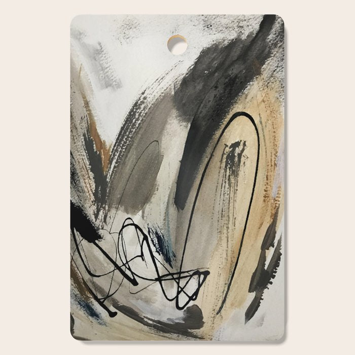 Drift [5]: A Neutral Abstract Mixed Media Piece In Black, White, Gray, Brown Cutting Board