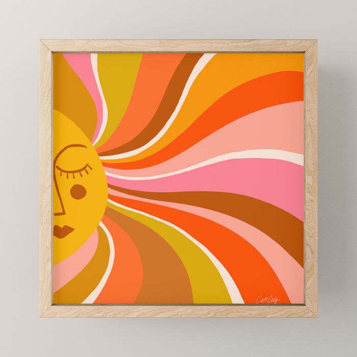 Sunshine Swirl Retro Ochre Mini Art Print