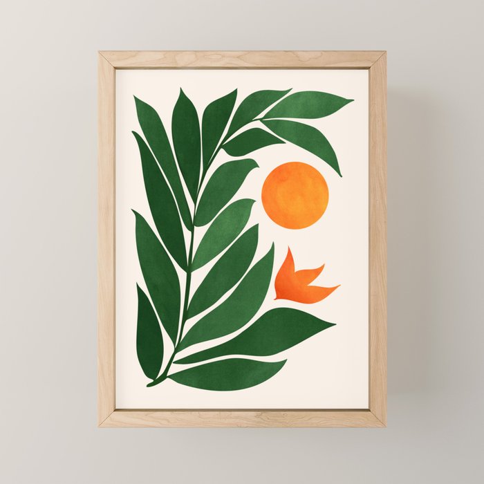 Tropical Forest Sunset / Mid Century Abstract Shapes Mini Art Print
