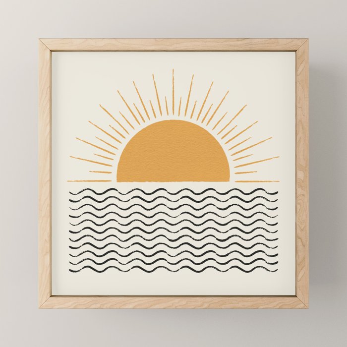 Sunrise Ocean -  Mid Century Modern Style Mini Art Print