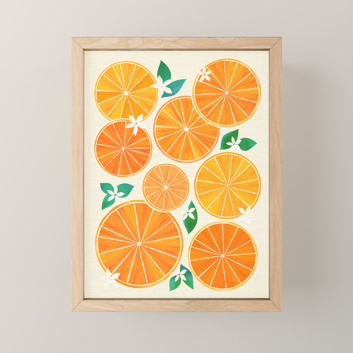 Orange Slices With Blossoms Mini Art Print