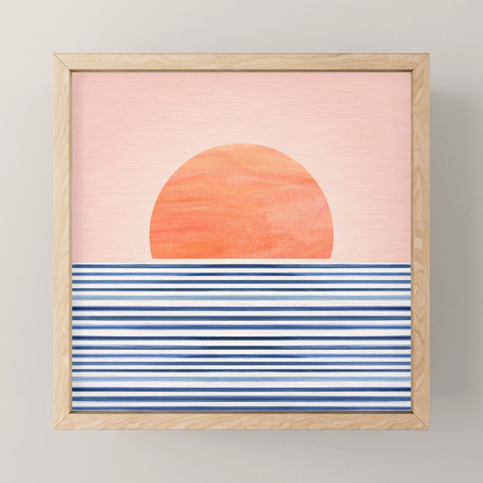 Summer Sunrise Minimal Abstract Landscape Mini Art Print