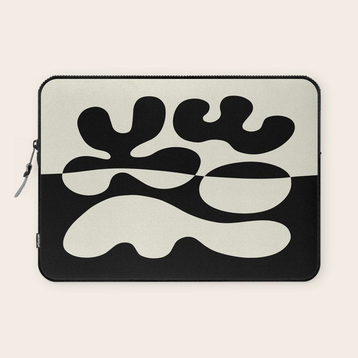Mid Century Modern Organic Abstraction 235 Black And Ivory White Laptop Sleeve