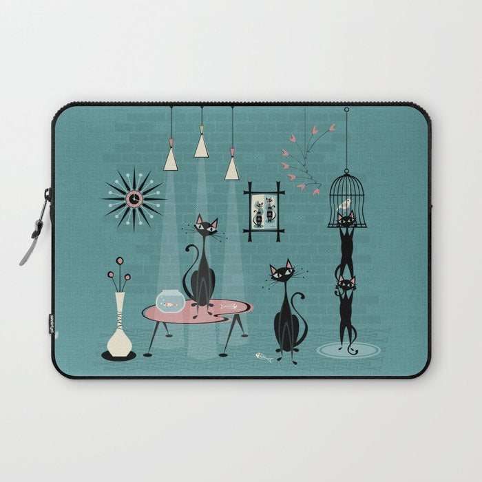 Mid Century Kitty Mischief - ©Studioxtine Laptop Sleeve