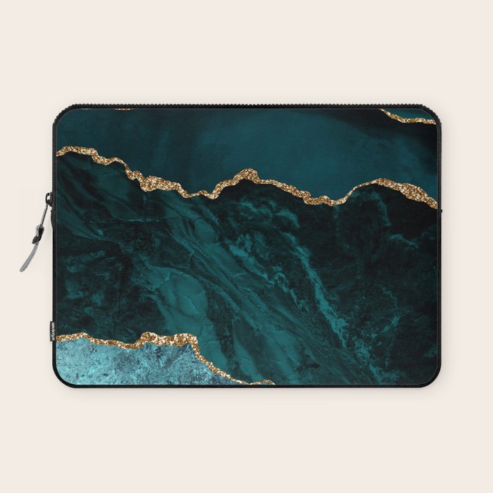 Teal Blue Emerald Marble Landscapes Laptop Sleeve