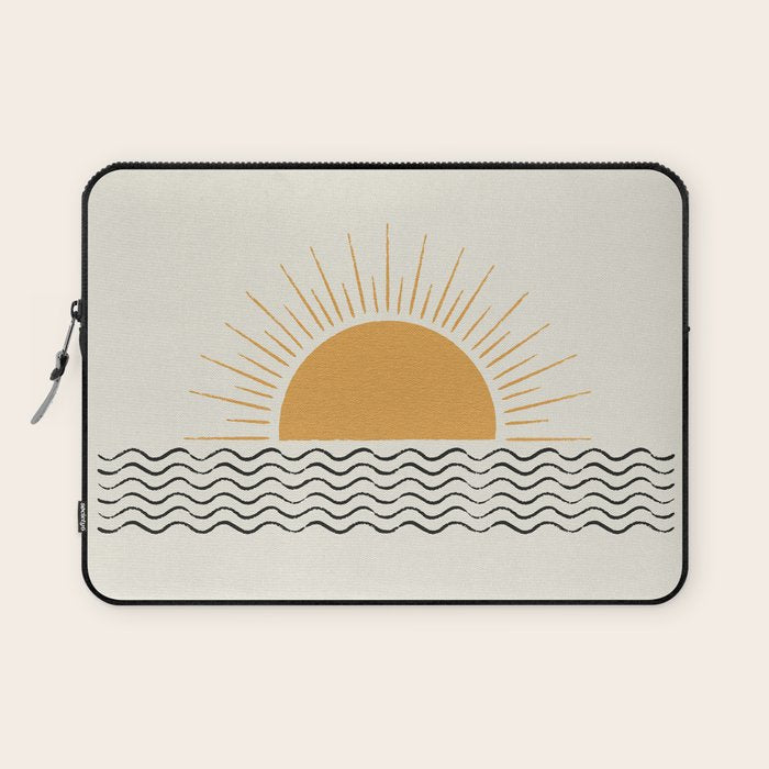 Sunrise Ocean -  Mid Century Modern Style Laptop Sleeve