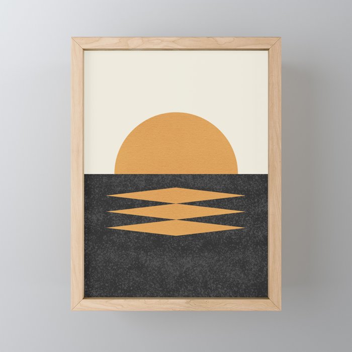 Sunset Geometric Midcentury Style Mini Art Print