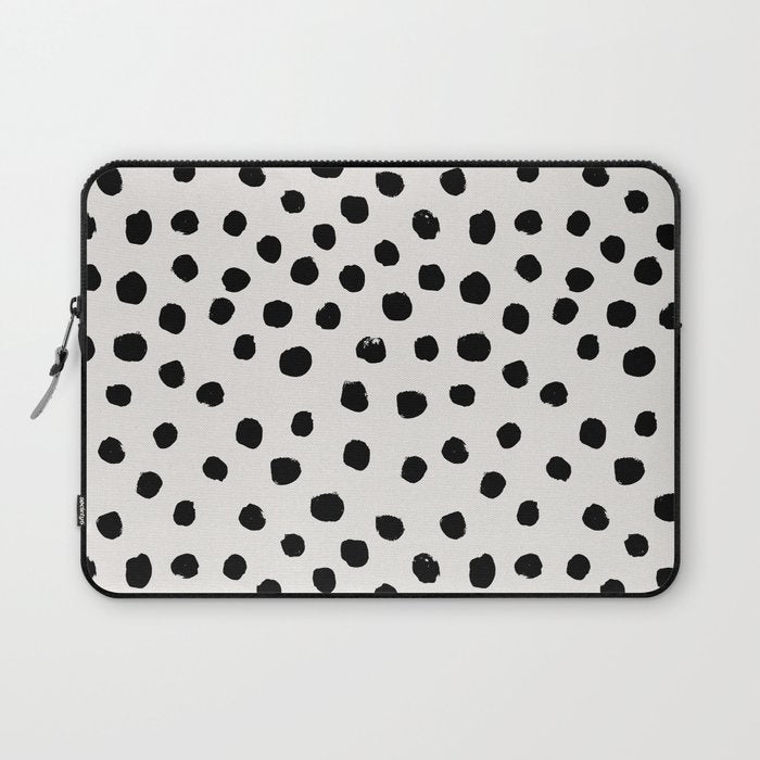 Preppy Brushstroke Free Polka Dots Black And White Spots Dots Dalmation Animal Spots Design Minimal Laptop Sleeve