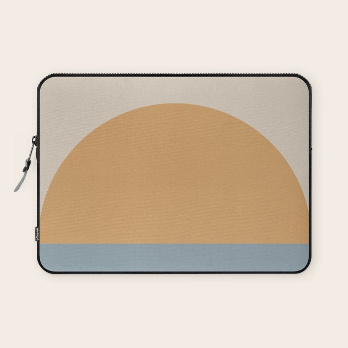 Minimal Retro Sunset Sunrise - Nautical Ocean Blue Laptop Sleeve