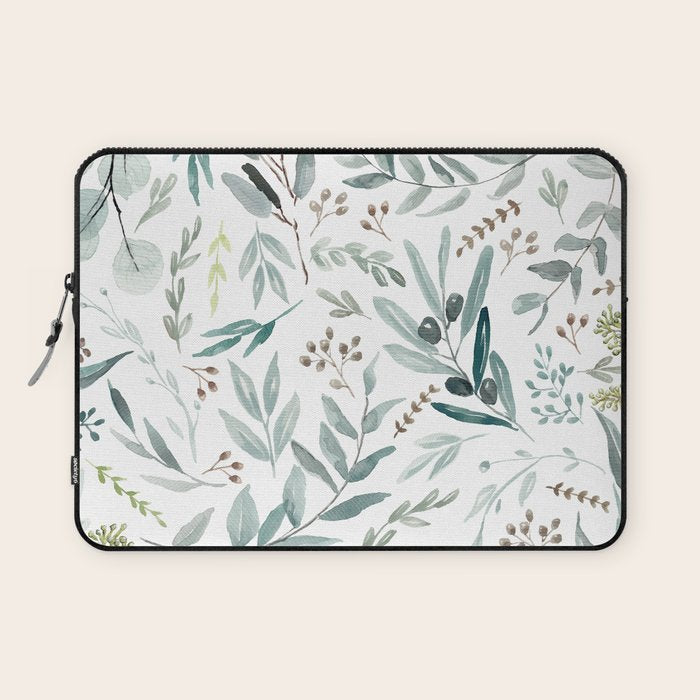 Botanical Eucalyptus Leaves Pattern Laptop Sleeve