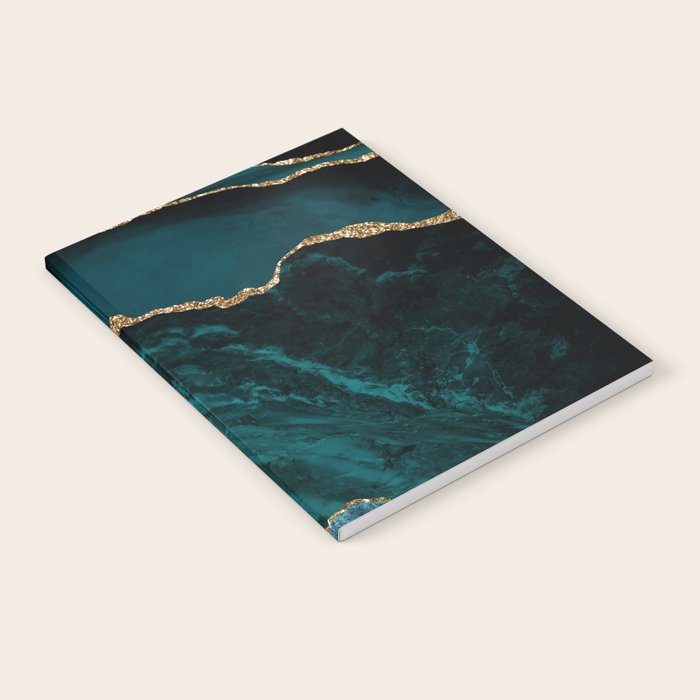 Teal Blue Emerald Marble Landscapes Notebook