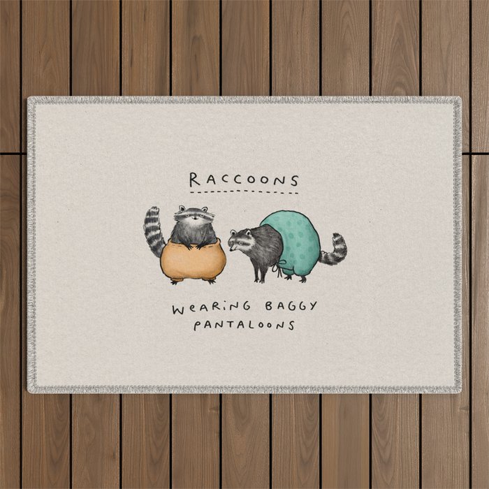 Raccoons Wearing Baggy Pantaloons Outdoor Rug
