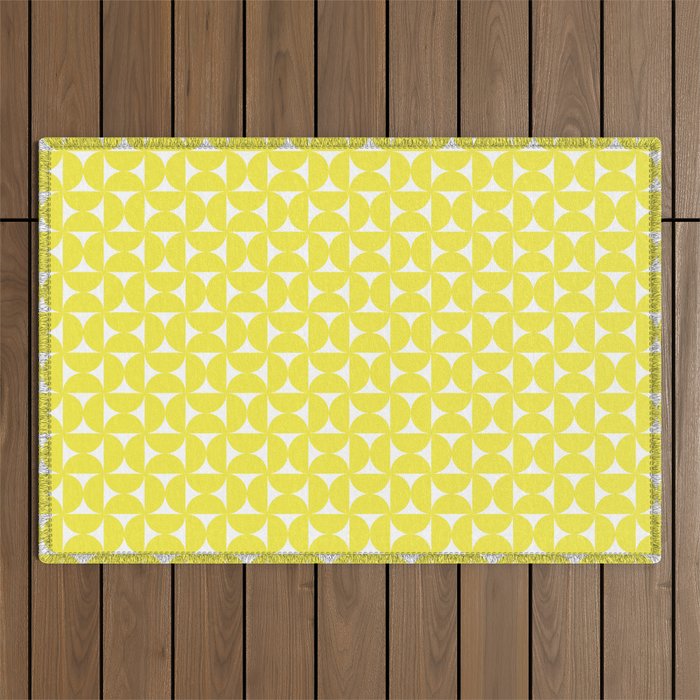 Patterned Geometric Shapes Clv Bright Yellow Outdoor Rug