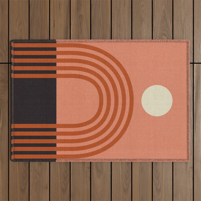 Arc Moon Sun Modern Art  Abstract Outdoor Rug