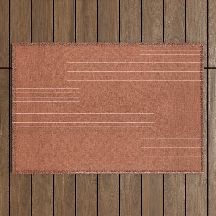 Minimal, Pattern, Boho Prints, Terracotta Outdoor Rug