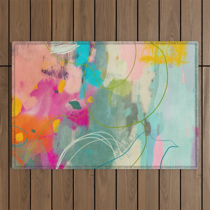 Mixed Abstract Brush Color Study Art 1 Outdoor Rug