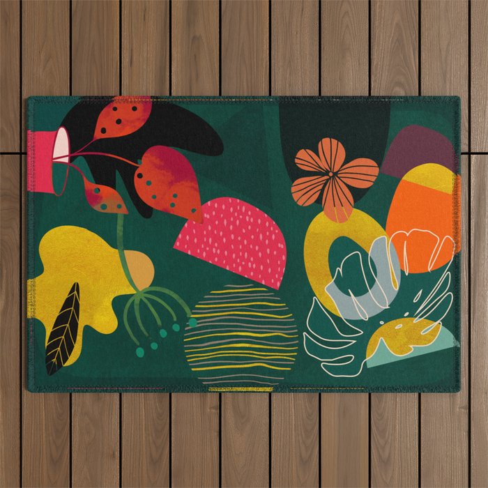 Mid Century Shapes Garden Party 3 Outdoor Rug