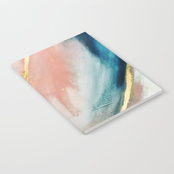 Celestial [3]: A Minimal Abstract Mixed-Media Piece In Pink, Blue, And Gold By Alyssa Hamilton Art Notebook