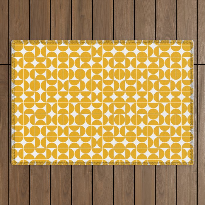 Mid Century Modern Geo 04b Yellow Outdoor Rug