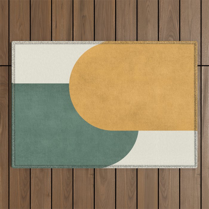 Halfmoon Colorblock 2 - Gold Green  Outdoor Rug
