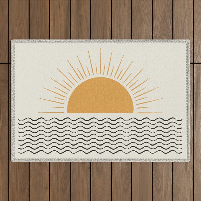 Sunrise Ocean -  Mid Century Modern Style Outdoor Rug