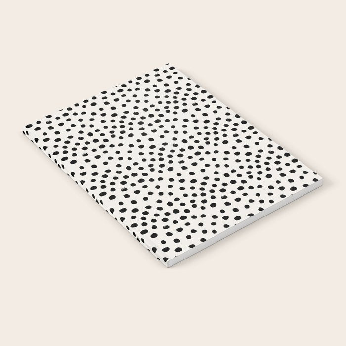Preppy Brushstroke Free Polka Dots Black And White Spots Dots Dalmation Animal Spots Design Minimal Notebook