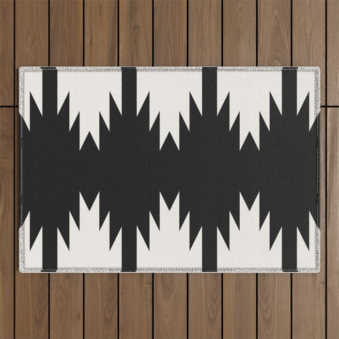 Geometric Southwestern Minimalism - Black And White Outdoor Rug