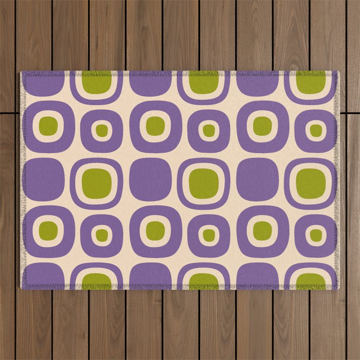 Mid Century Modern Garden Path Pattern 339 Purple And Olive Green Outdoor Rug