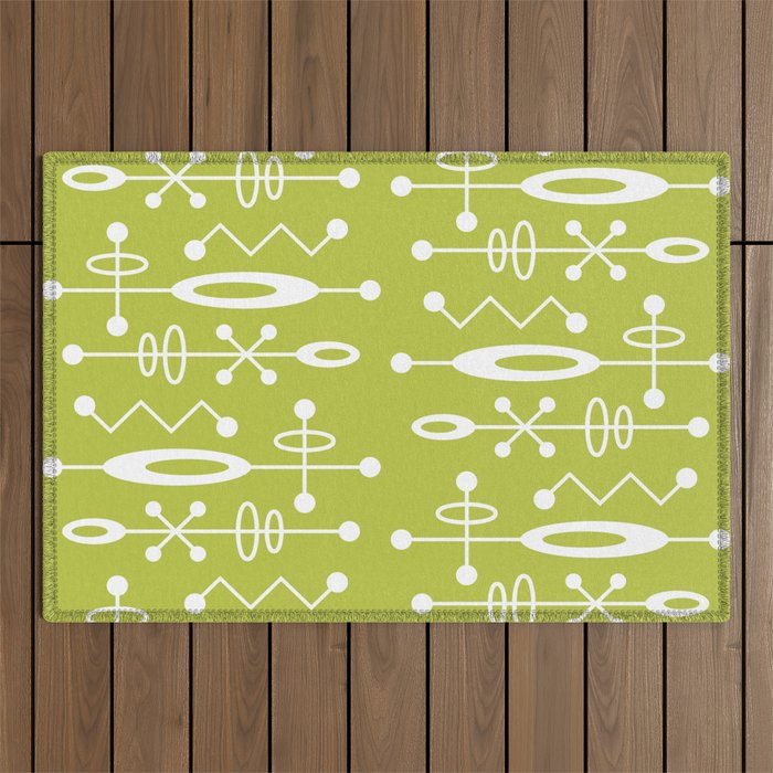Mid Century Modern Radioactive Surfer 251 Chartreuse Outdoor Rug