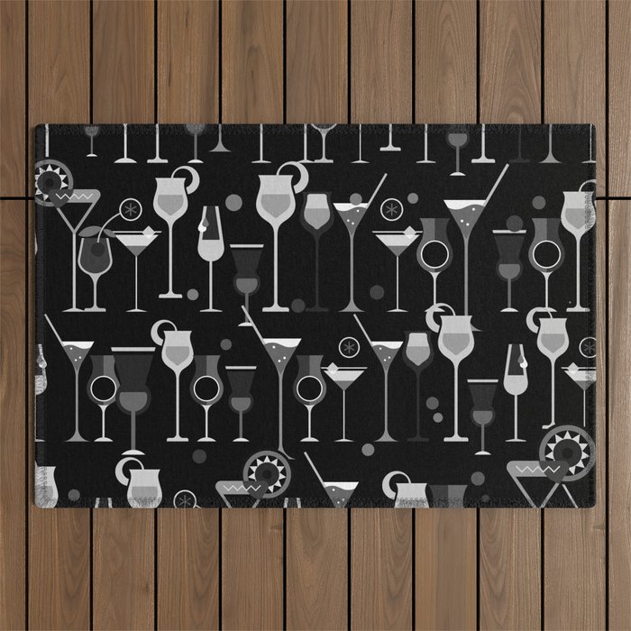 Retro Vintage Cocktail Pattern 3 Outdoor Rug