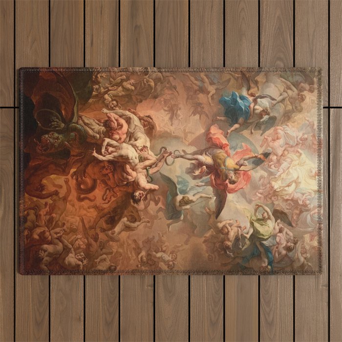Fall Of The Rebel Angels Renaissance Painting Outdoor Rug