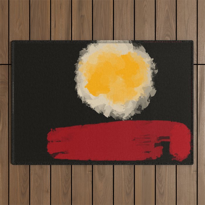 Zen Abstract Minimal Red Yellow And Black Outdoor Rug