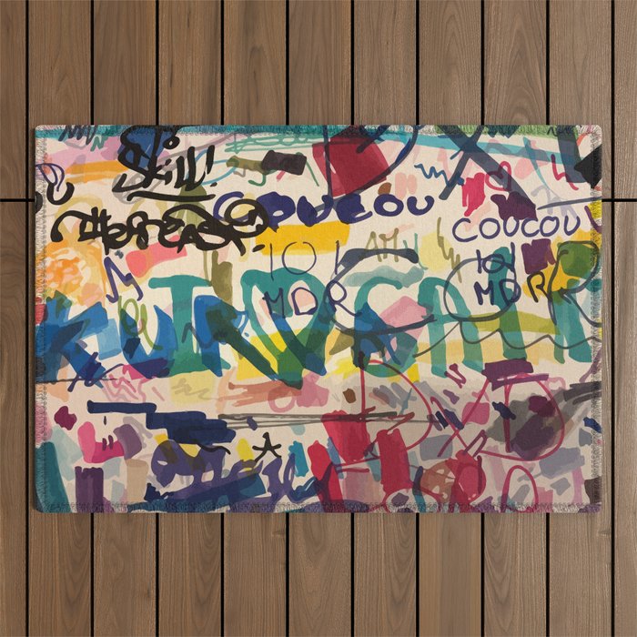 Urban Graffiti Paper Street Art Outdoor Rug