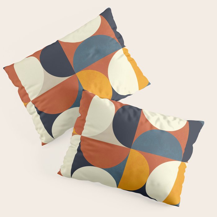 Mid Century Abstract Shapes Fall Winter 3 Pillow Sham