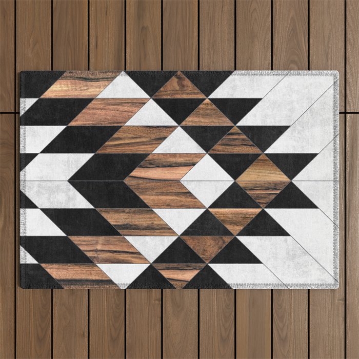 Urban Tribal Pattern No.9 - Aztec - Concrete And Wood Outdoor Rug