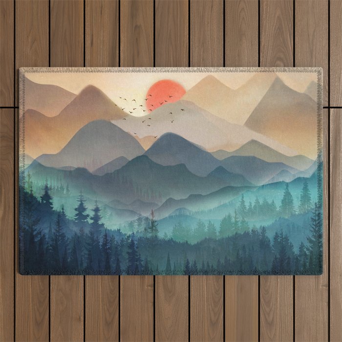 Wilderness Becomes Alive At Night Outdoor Rug