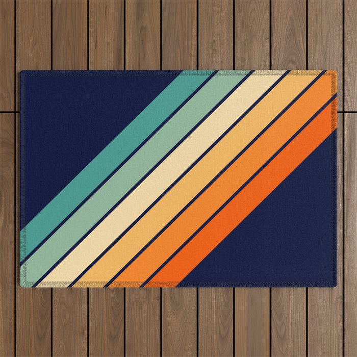 Farida - 70s Vintage Style Retro Stripes Outdoor Rug