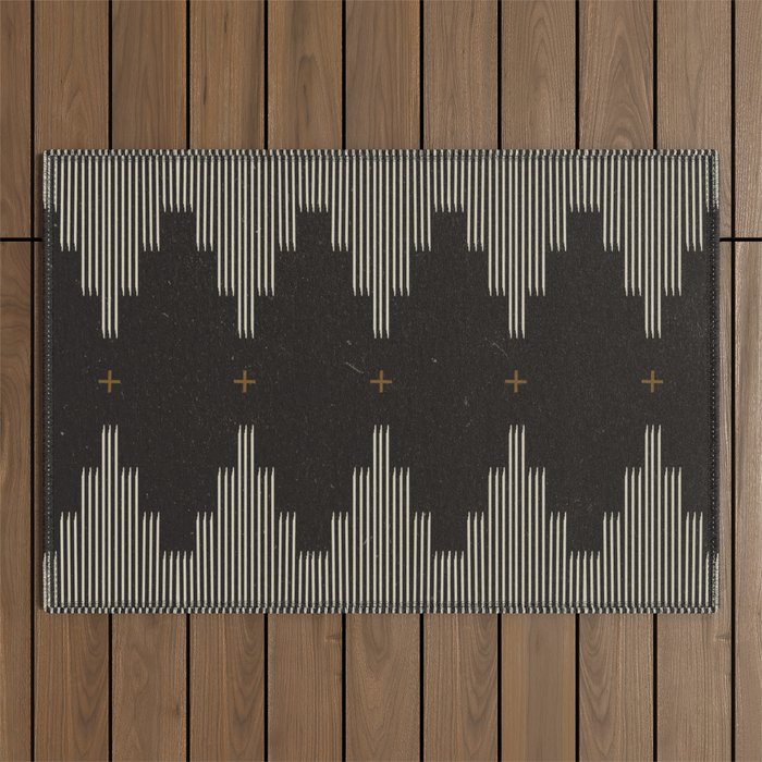 Southwestern Minimalist Black & White Outdoor Rug