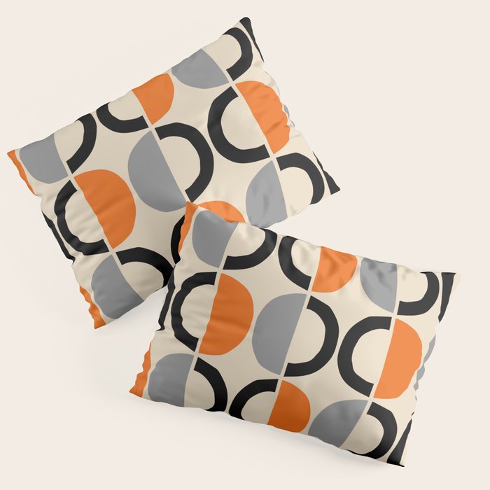 Mid Century Decor 548 Beige Black Gray And Orange Pillow Sham