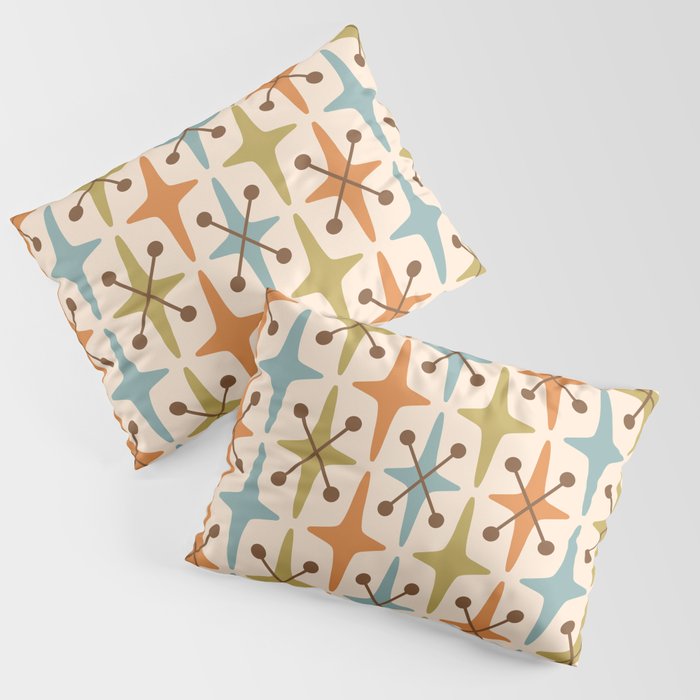 Mid Century Modern Googie Star Pattern Mid Mod Pillow Sham