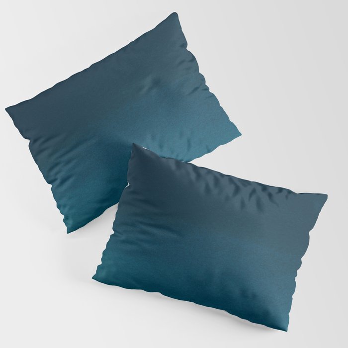 Navy Blue Teal Hand Painted Watercolor Paint Ombre Pillow Sham