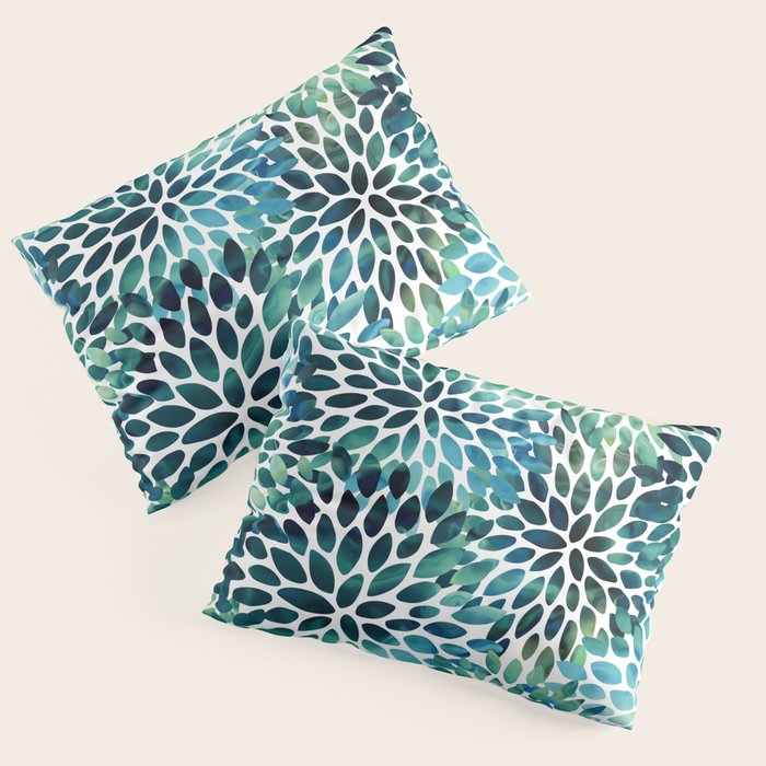 Floral Watercolor, Navy, Blue Teal, Abstract Watercolor Pillow Sham