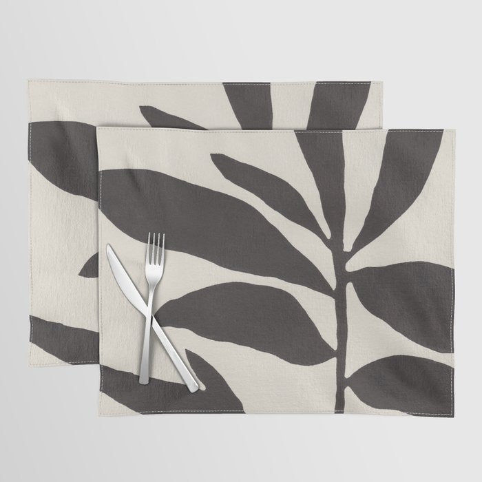 Linocut Branch #3 / Black & White Placemat