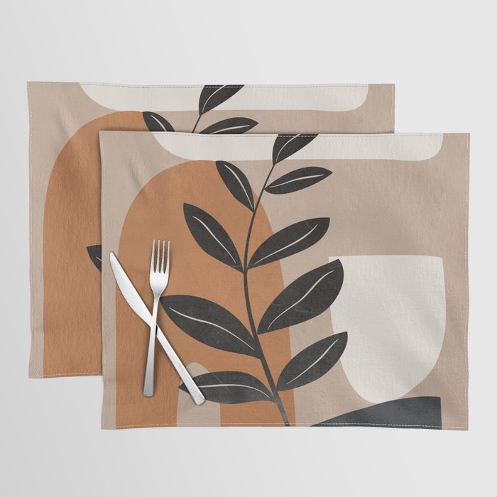 Modern Abstract Minimal Shapes Branches Art 8 Placemat