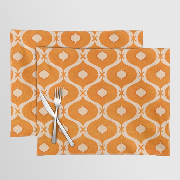 Vibrant Orange Ornament Pattern Placemat