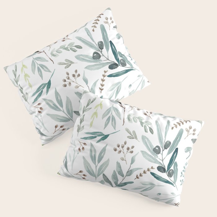Botanical Eucalyptus Leaves Pattern Pillow Sham