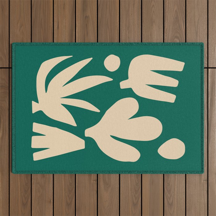Bottle Green Collage: Paper Cutouts Matisse Edition Outdoor Rug